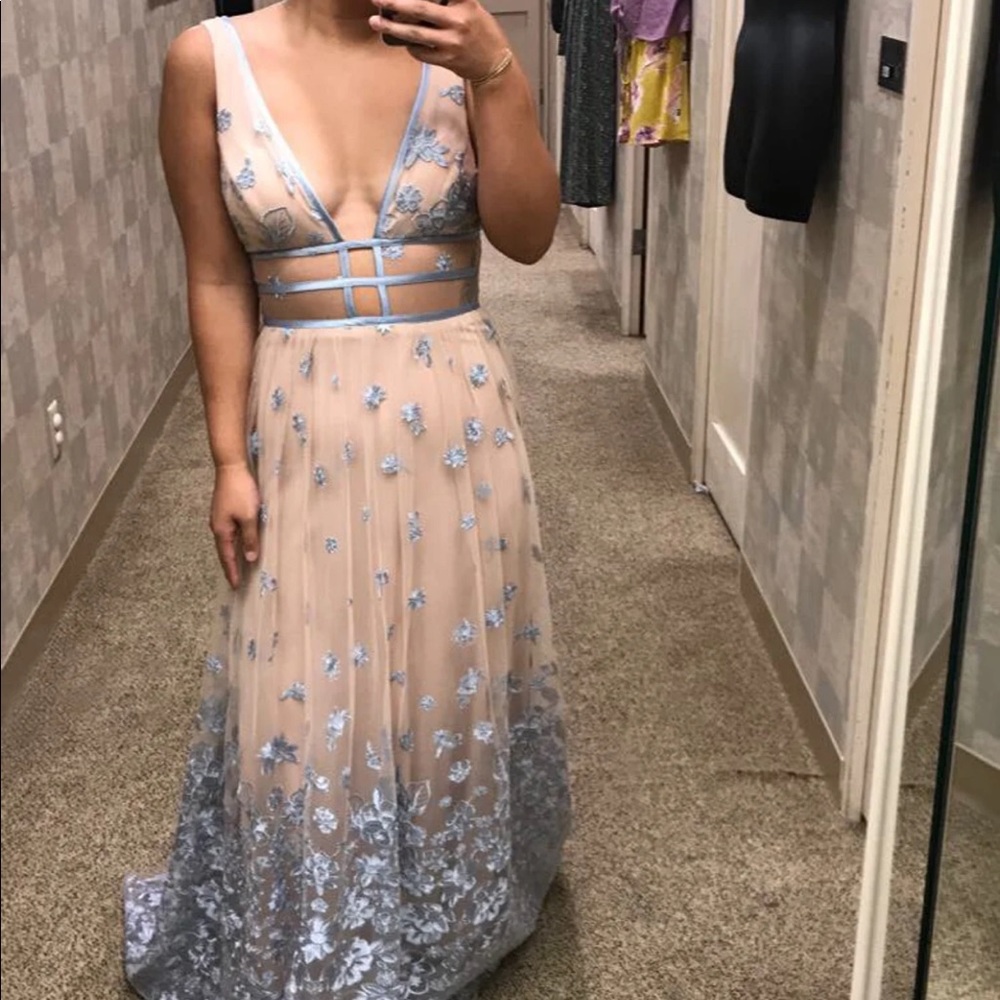 Gianni Bini Sheer Floral Bodice gown